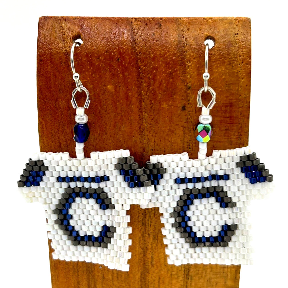 Hand Beaded Delica‎ Bead Earrings Dallas Cowboys Jersey Sterling Ear Wires